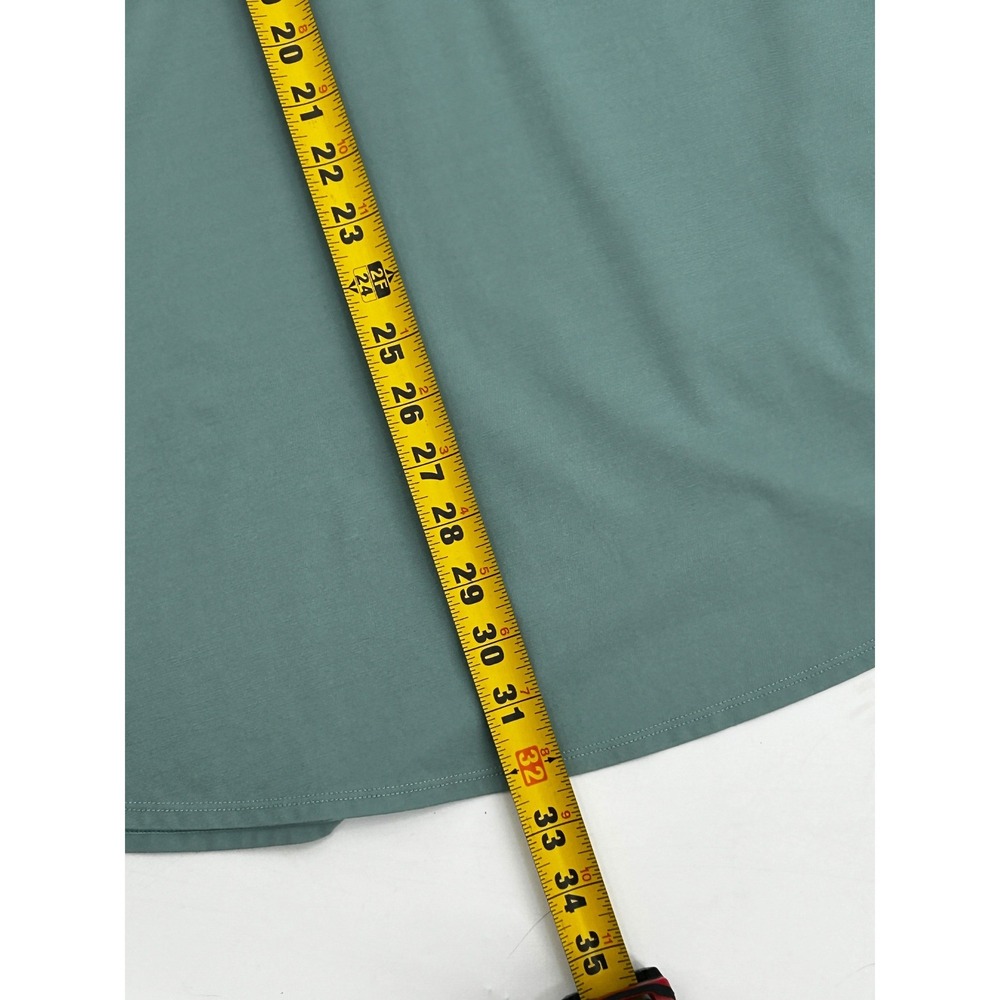 Sage Green Strappy Back Skater Dress Soft Stretch Minimal A-Line M - Picture 6 of 9